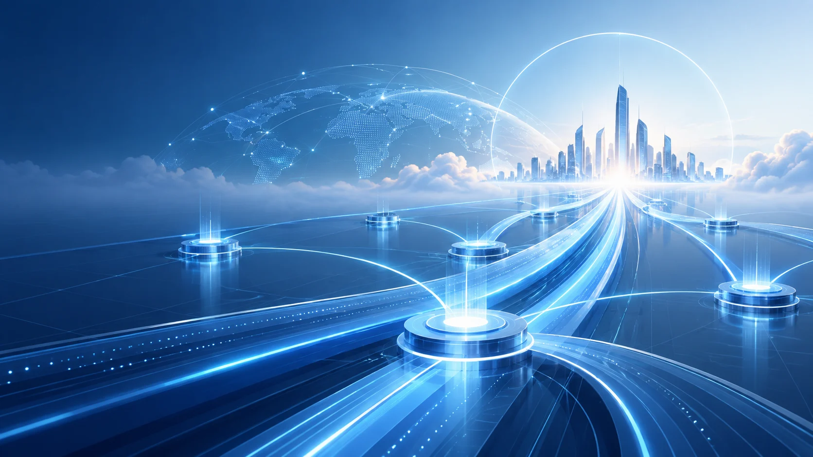 Connected digital technology network representing shared vision and innovation